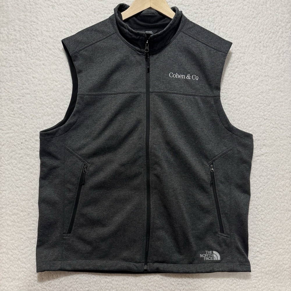 The North‎ Face Mens Sz XL Gray Puffer Vest Full Zip Pockets Corp Logo